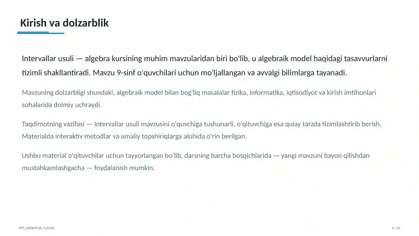 Intervallar usuli (9-sinf) 1