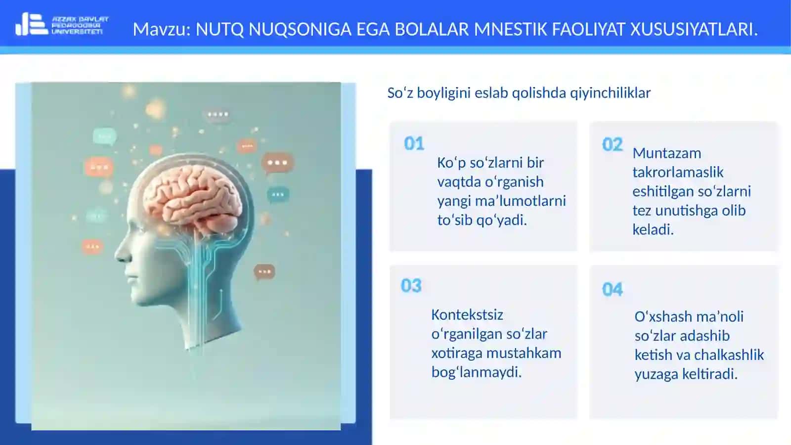 FAN: LOGOPSEXOLOGIYA VA PSIXOKARREKSIYA 4