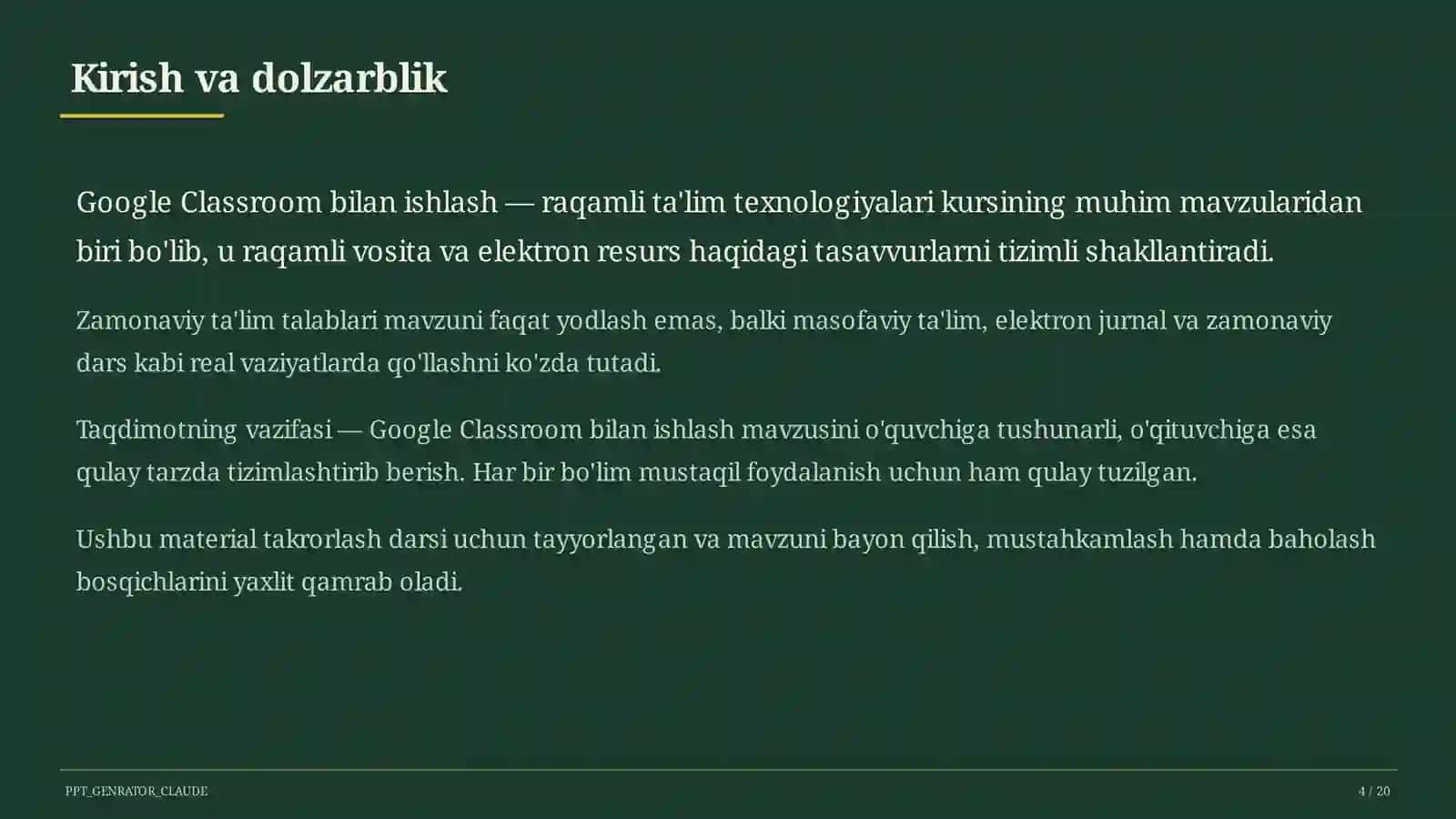 Google Classroom bilan ishlash 1