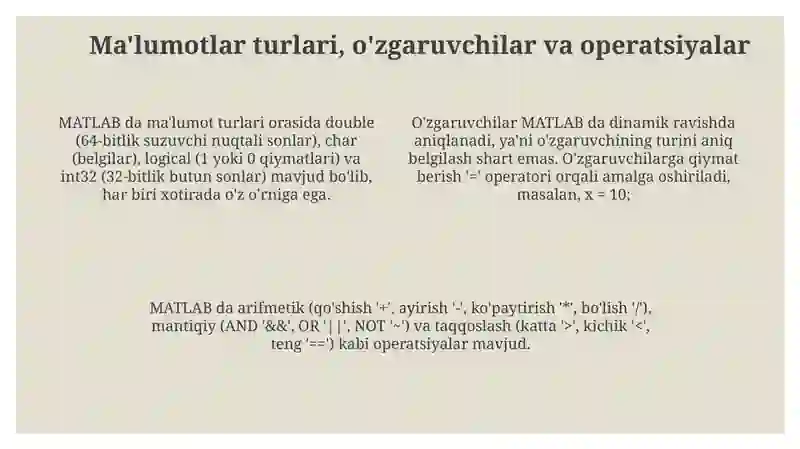 MATLAB tizimida dasturlash 4