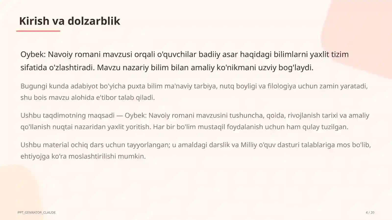 Oybek: Navoiy romani (10-sinf) 4