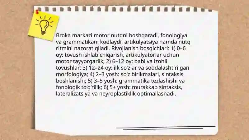 Bolalar nutqining rivojlanishida neyropsixologik mexanizmlar: Broka va Vernike markazlari faoliyati 4
