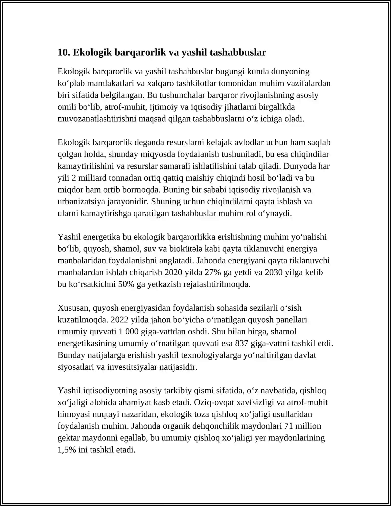 Ekologik barqarorlik va yashil tashabbuslar 4