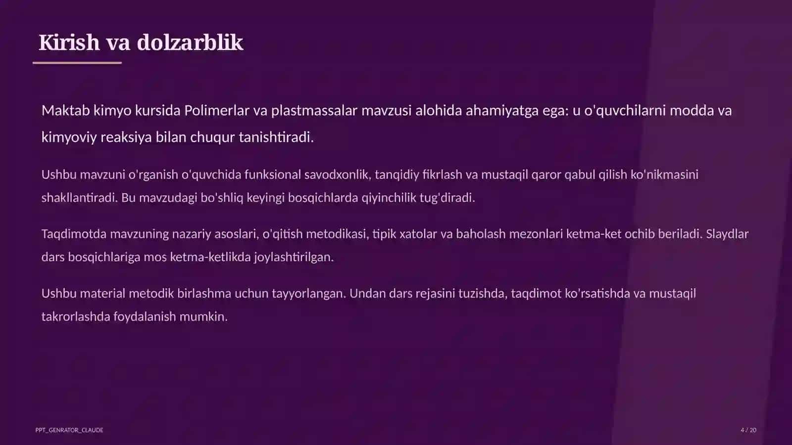 Polimerlar va plastmassalar (11-sinf) 4