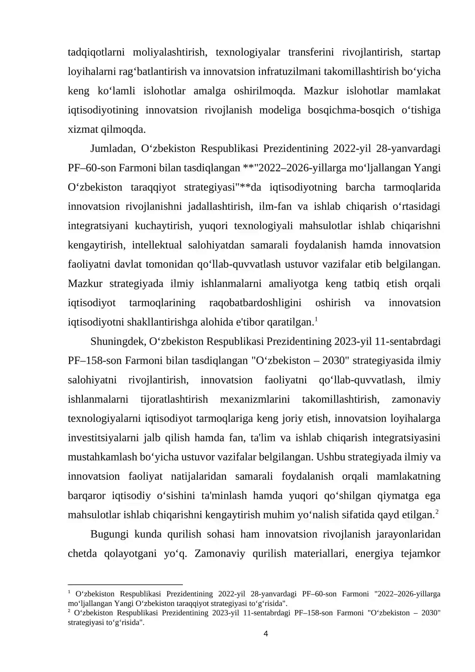Bitiruv malakaviy ishi: Ilmiy va innovatsion faoliyat natijalarini tijoratlashtirishni boshqarish ("TARAQQIYOT SARI YUKSALISH" MChJ misolida) 4