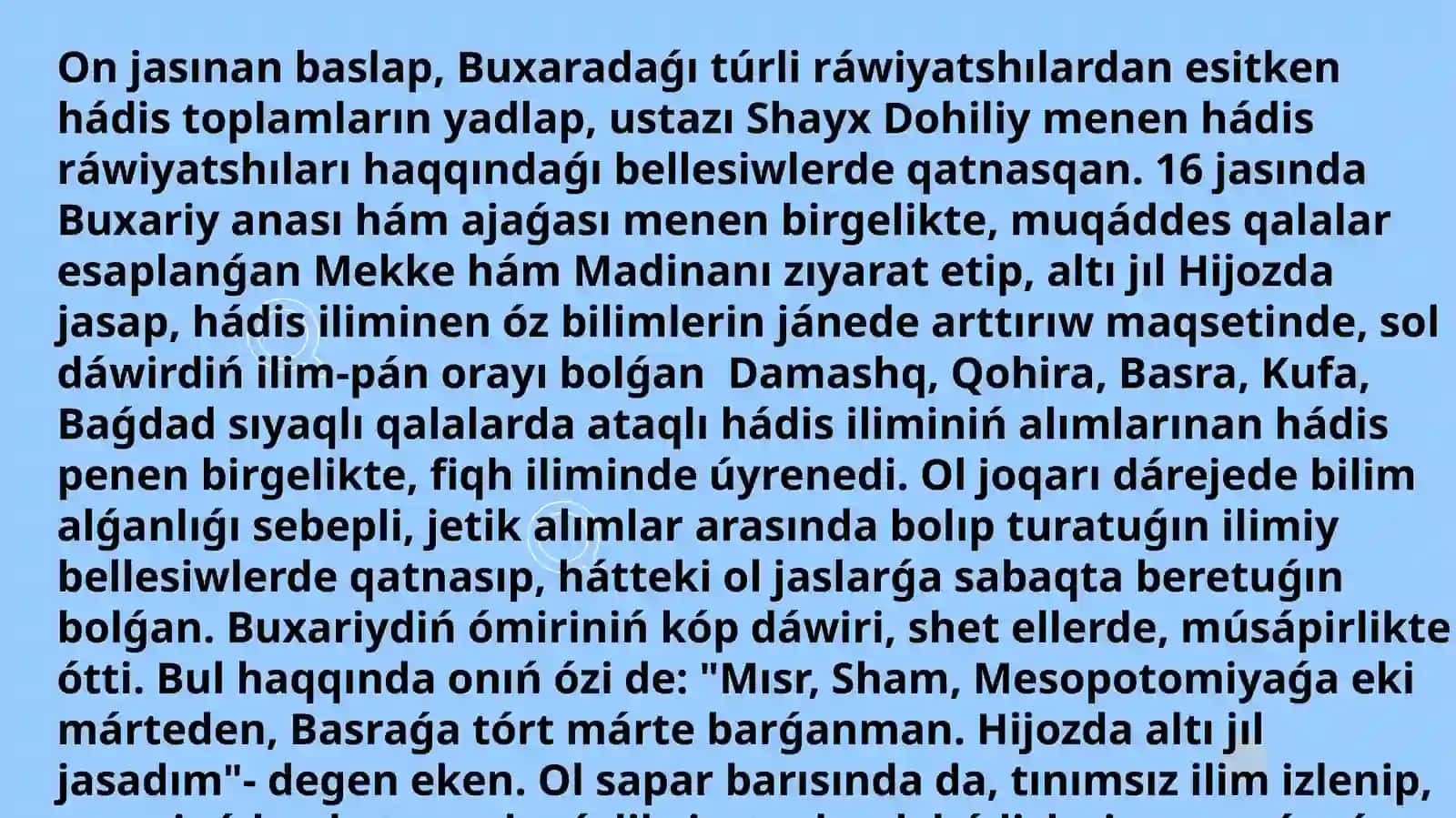 "Imam Buxariy hám Imam iy hádis ilimine qosqan úleslerin salıstırıw analizi" 4