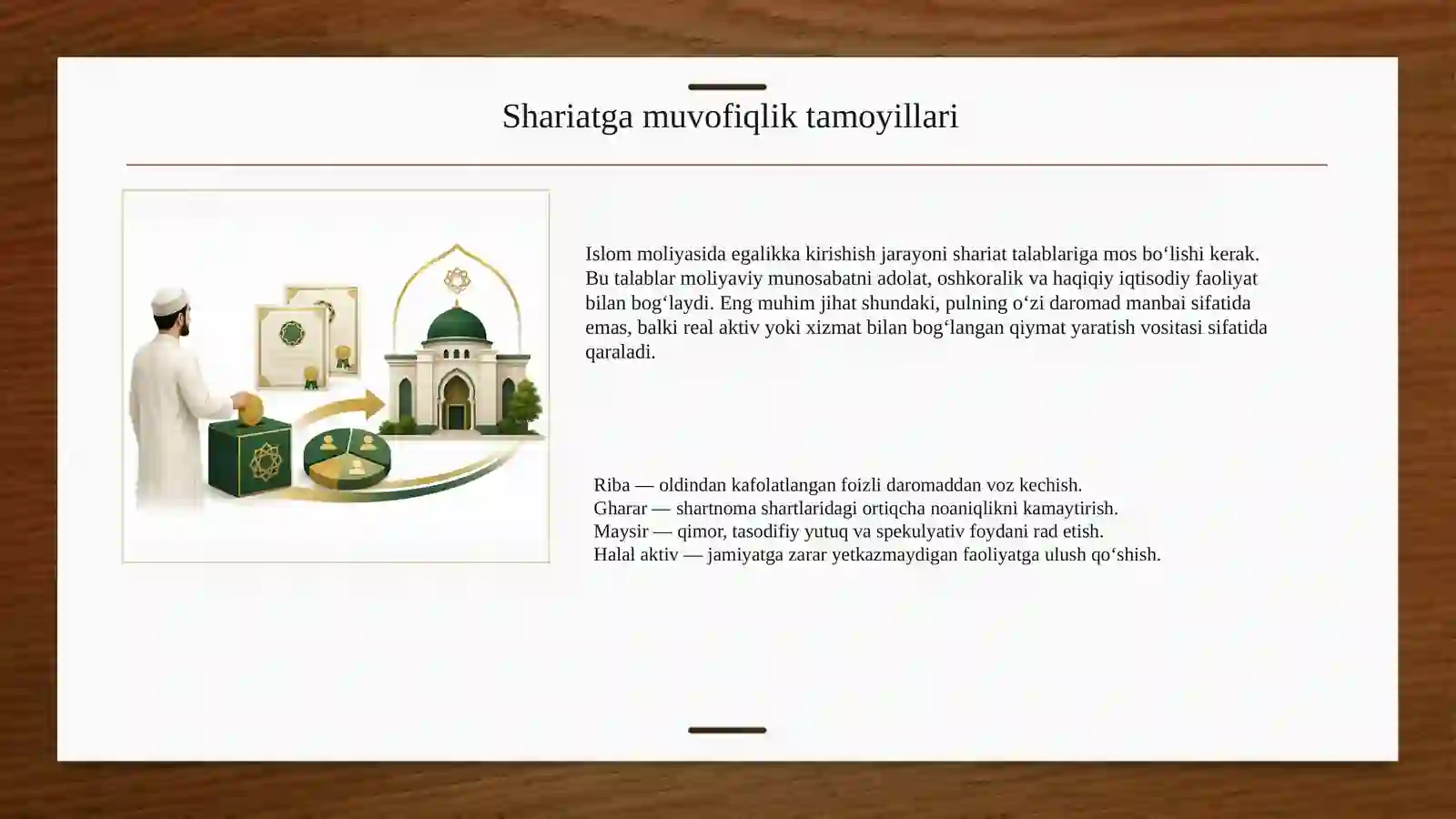 Taqdimot: Islomiy moliyaviy muassasalarda egalikka kirishish jarayonlari 4