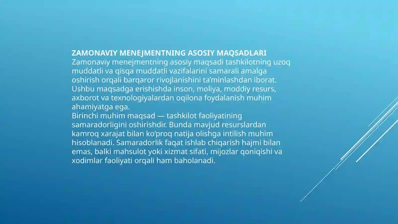 Zamonaviymenejmentning asosiym maqsadlari 4