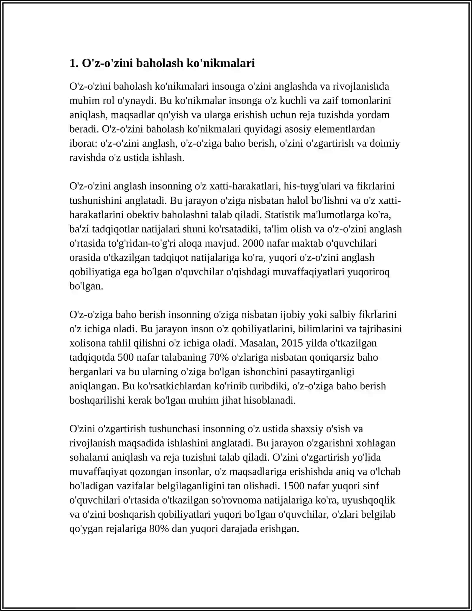 O'Z-O'ZINI BOSHQARISH KO'NIKMASINI RIVOJLANTIRISH YO'LLARI 4