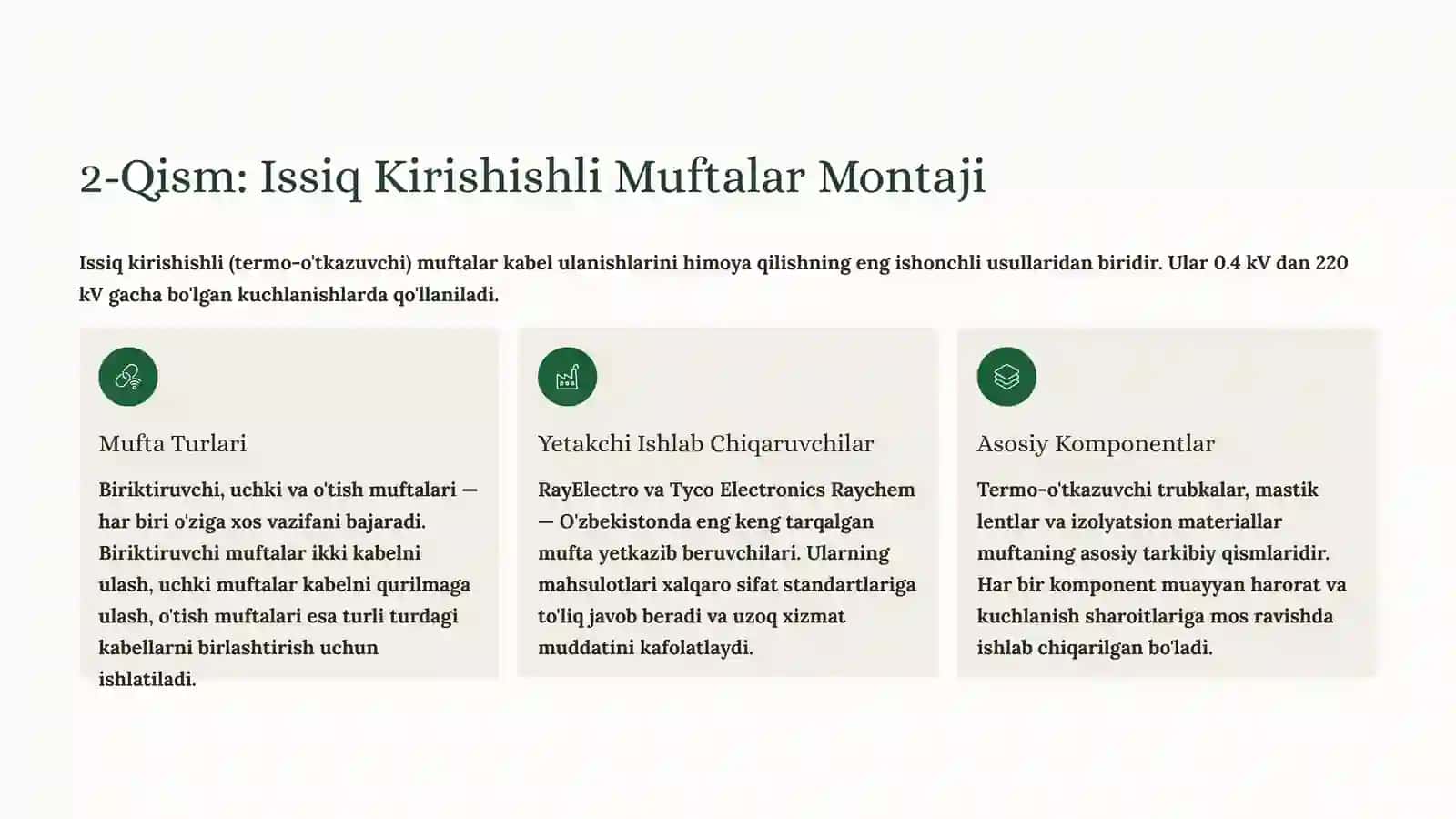 Elektr ta'minot tizimi montaji va ishlatishi 4