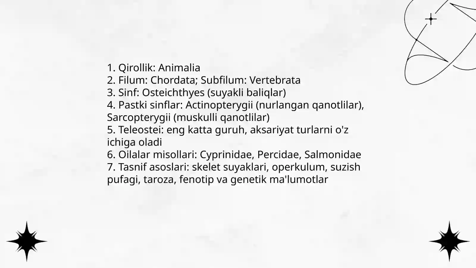 Suyakli baliqlar sinfi 4