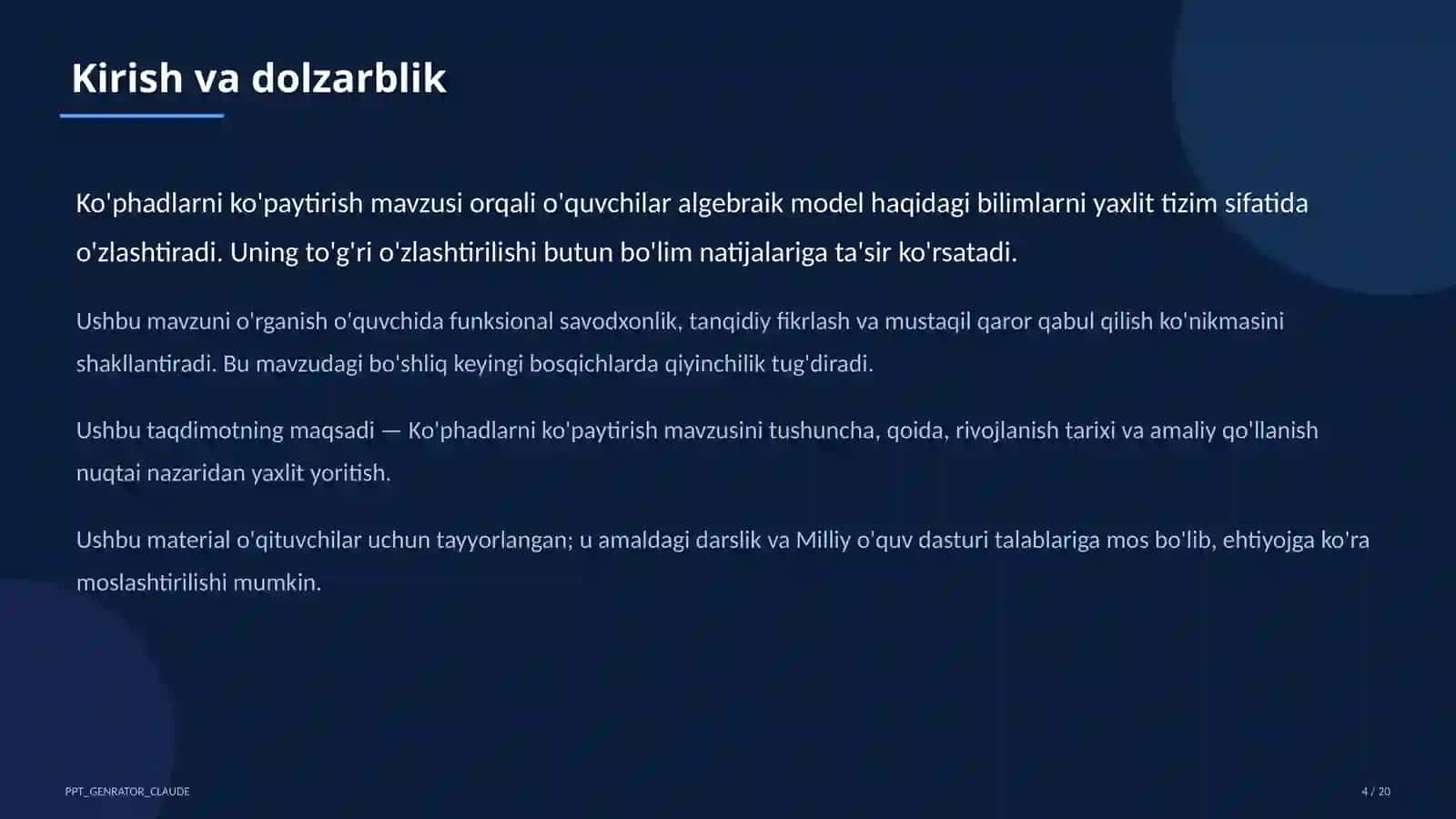 Ko'phadlarni ko'paytirish (7-sinf) 4