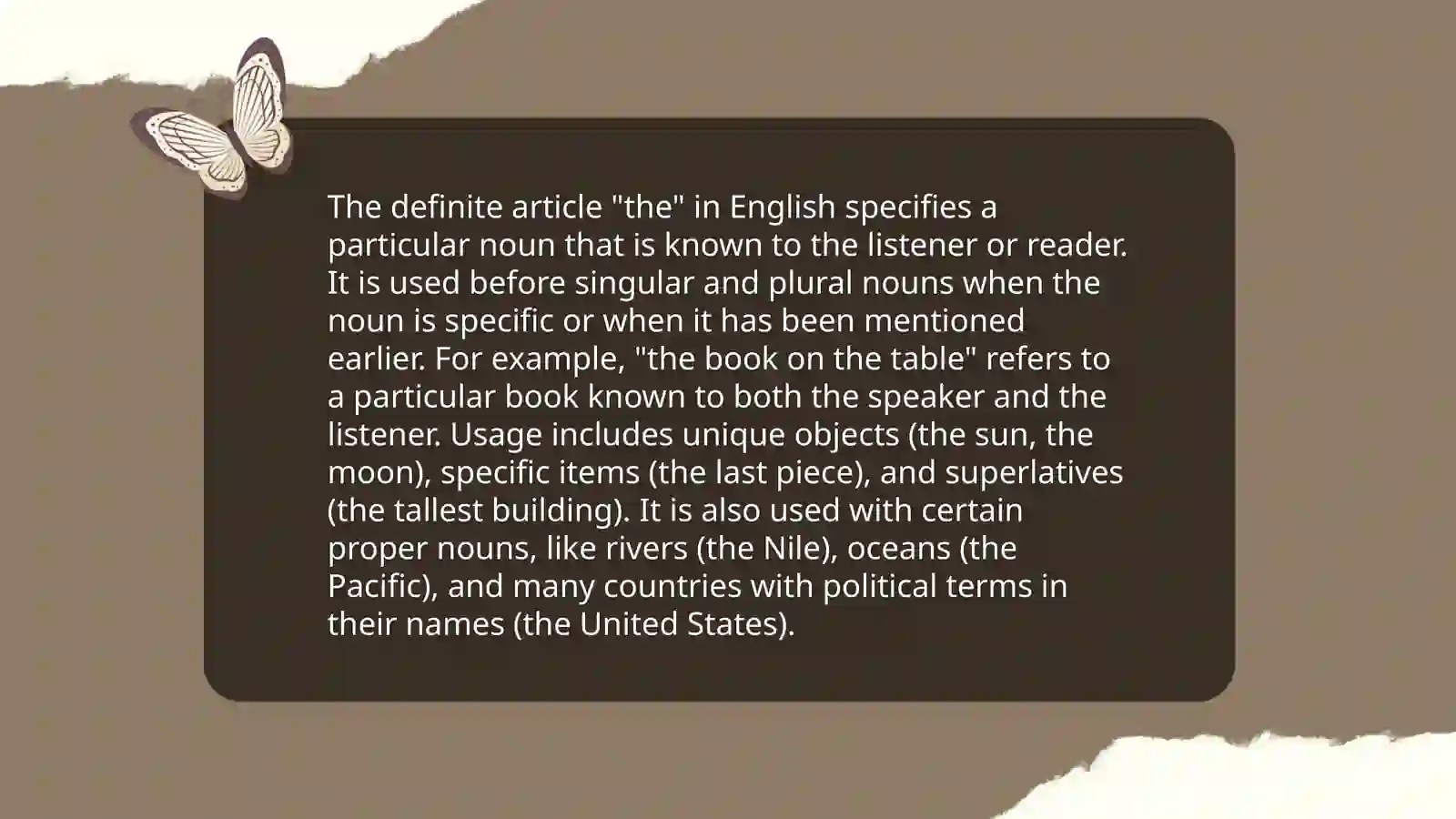 Definite and Indefinite articles 4