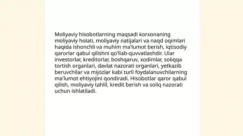 MOLIYAVIY VA BOSHQARUV HISOBI FANINING MAQSADI VA VAZIFALARI 4