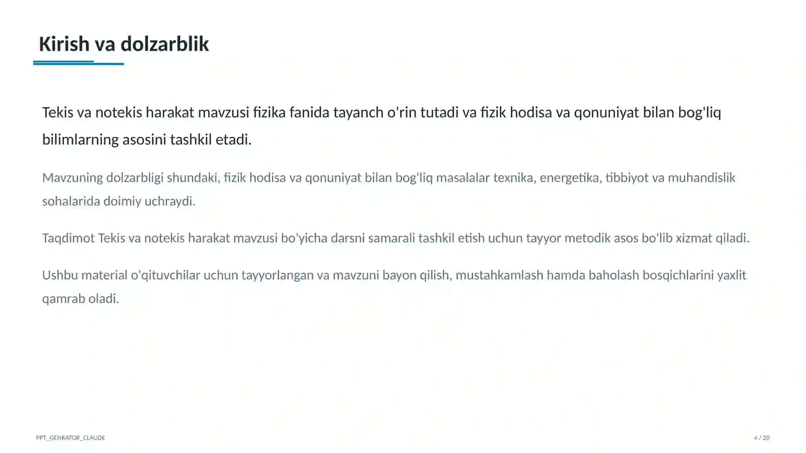Tekis va notekis harakat (7-sinf) 2