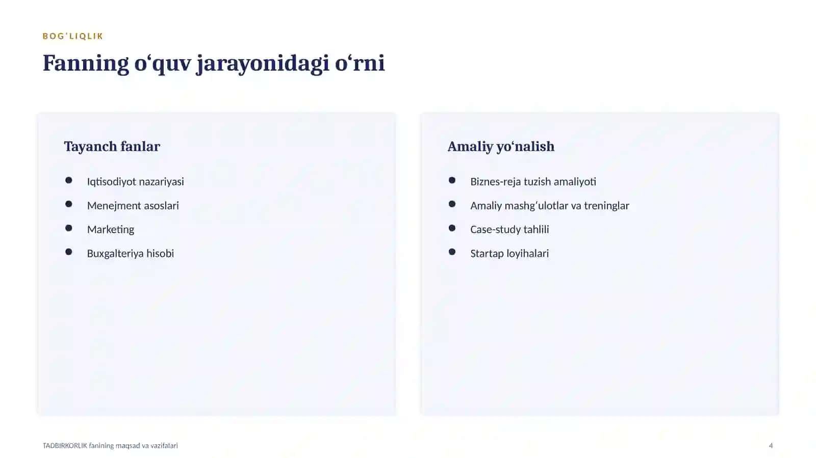 TADBIRKORLIK fanining maqsad va vazifalari 4