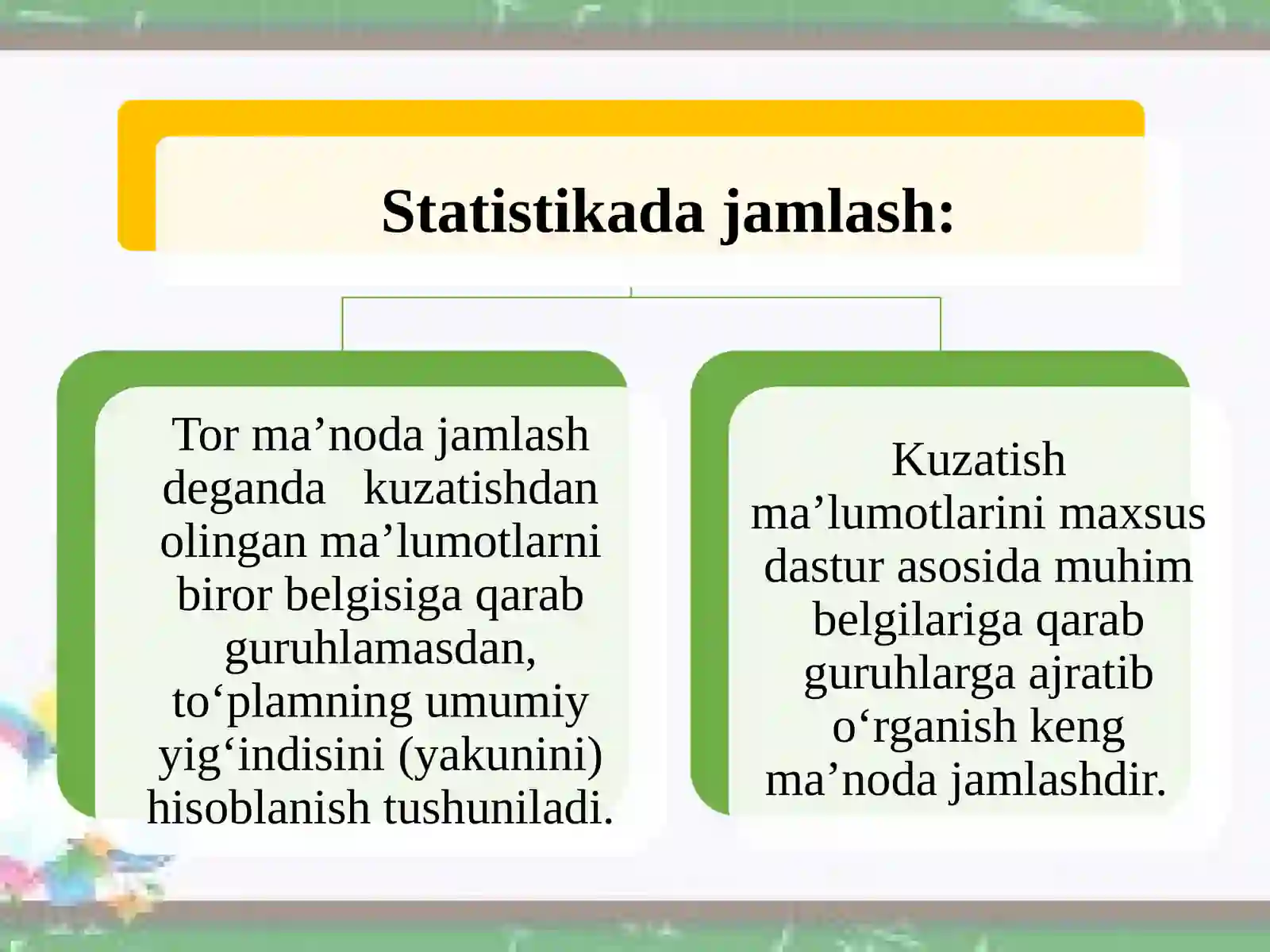 Statistik jamlash va guruhlash 4