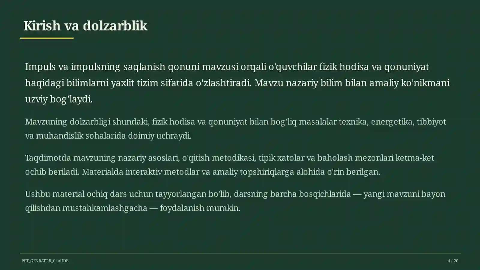 Impuls va impulsning saqlanish qonuni (9-sinf) 1