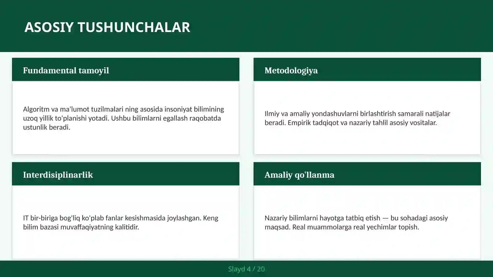 Algoritm va ma'lumot tuzilmalari 4