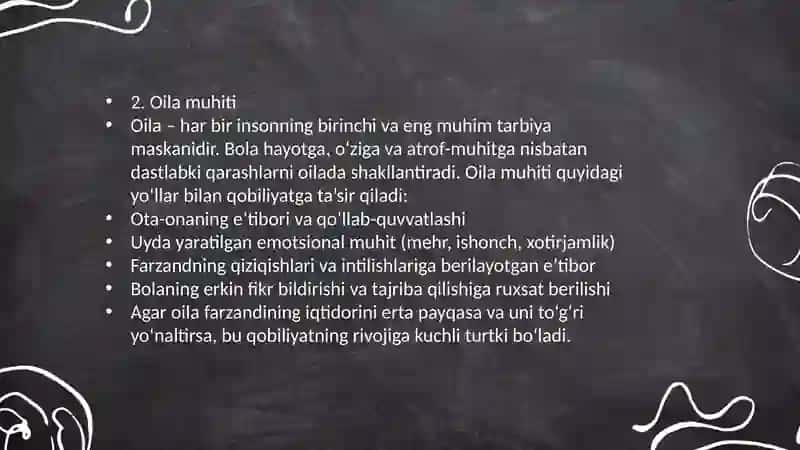 Qobiliyat rivojlanishiga taʼsir qiluvchi omillar 4