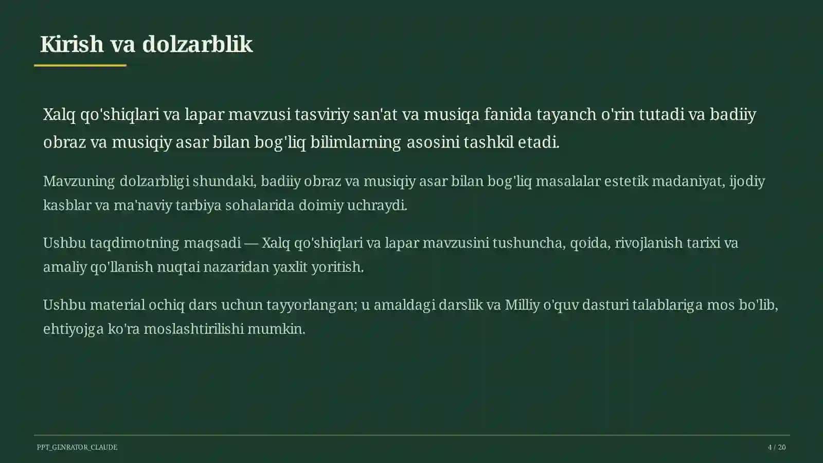 Xalq qo'shiqlari va lapar (3-sinf) 4