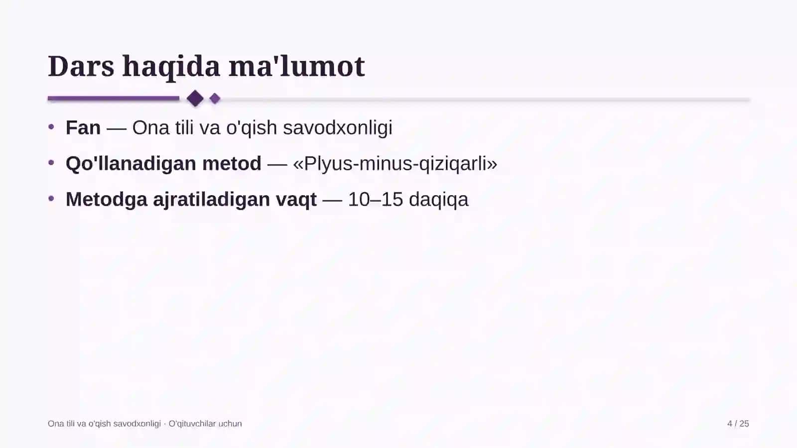 ona tili va o'qish savodxonligi darslarida plyus minus qiziqarli metodidan foydalanish 3166 4