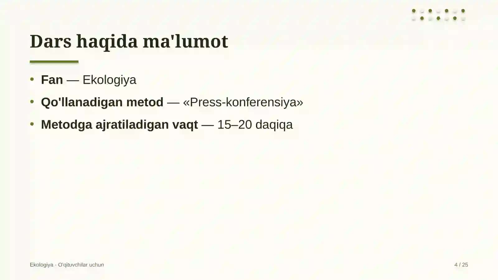 ekologiya darslarida press konferensiya metodidan foydalanish 8441 4