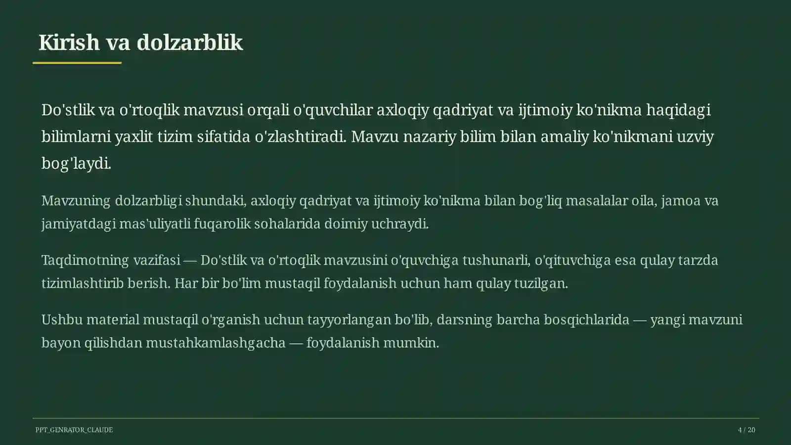 Do'stlik va o'rtoqlik (2-sinf) 4