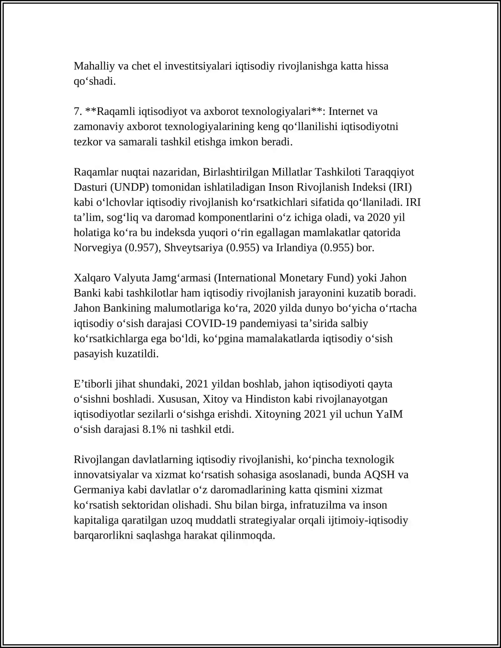 Iqtisodiy Rivojlanish Tushunchasi va Omillari 4