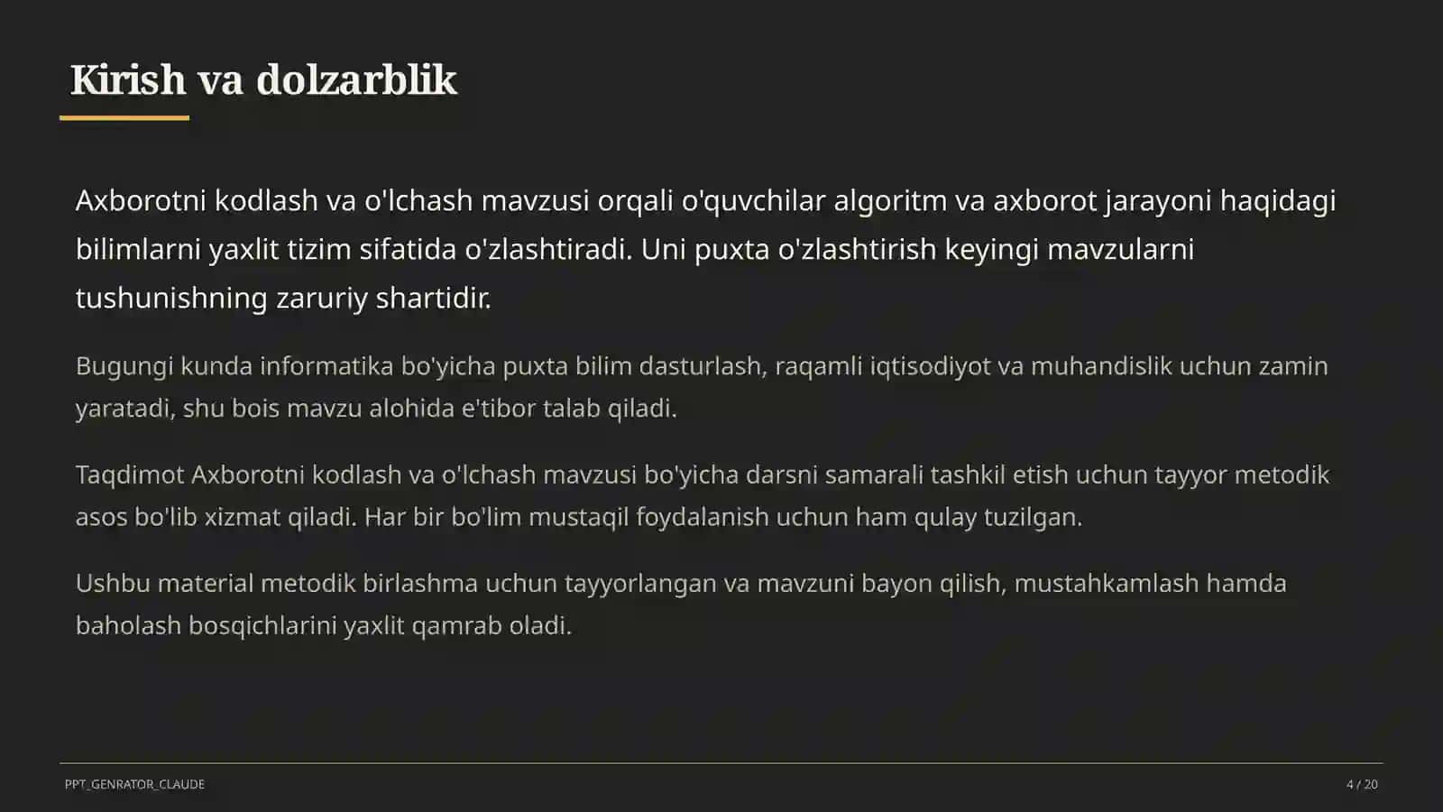 Axborotni kodlash va o'lchash (7-sinf) 4