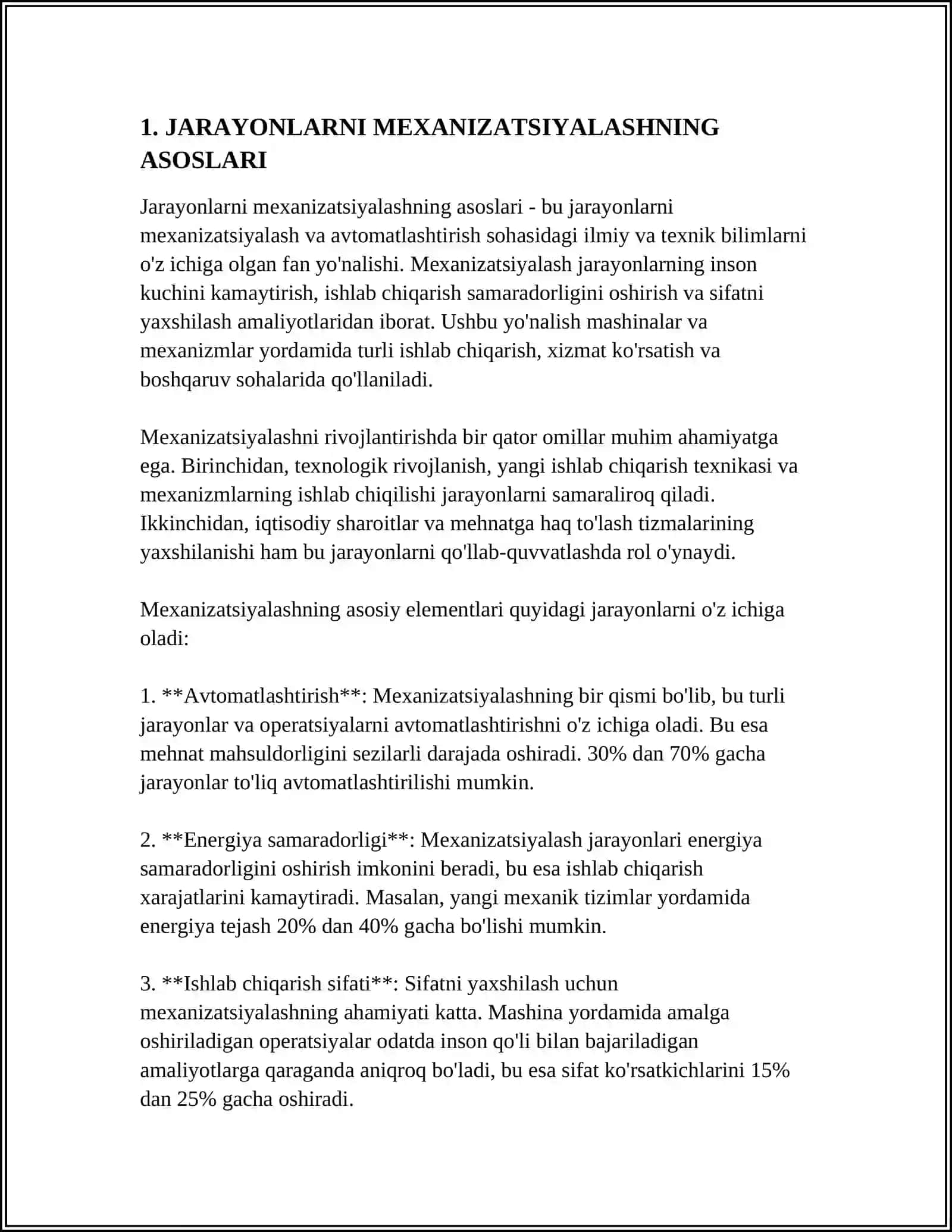 JARAYONLARNI MEXANIZATSIYALASH. KOMPLEKS MEXANIZATSIYA 4