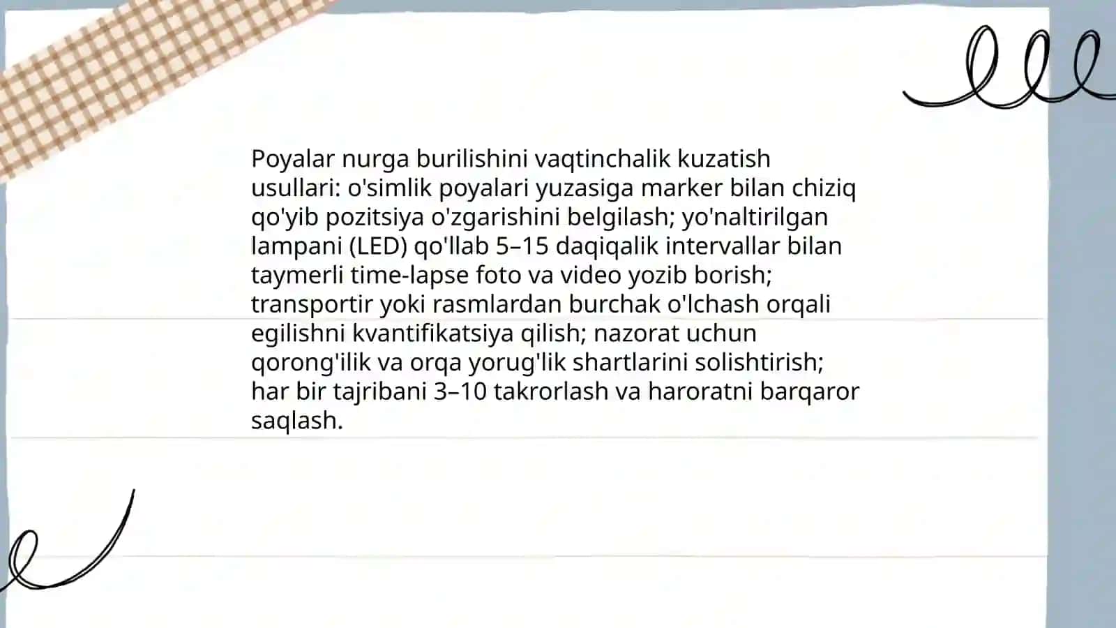 Fototropizm, fotonastiya va geotropizm hodisalarini kuzatish 4