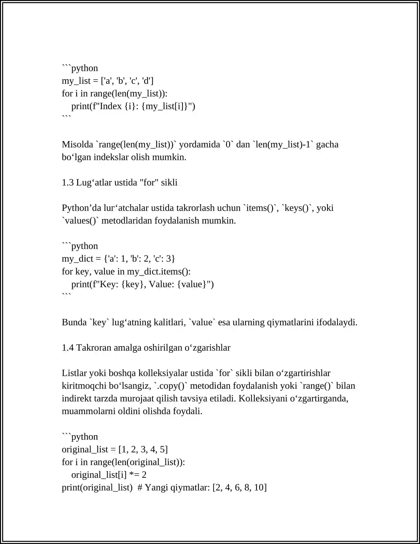 PYTHON DASTURLASH TILIDA TAKRORLANUVCHI ( FOR WHILE, DO WHILE) OPERATORLARI 4