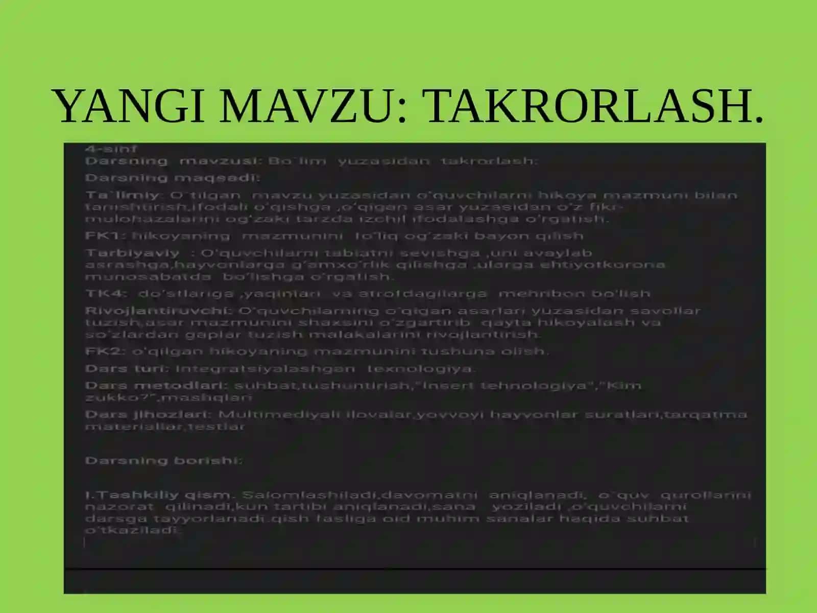 YANGI MAVZU:TAKRORLASH 4