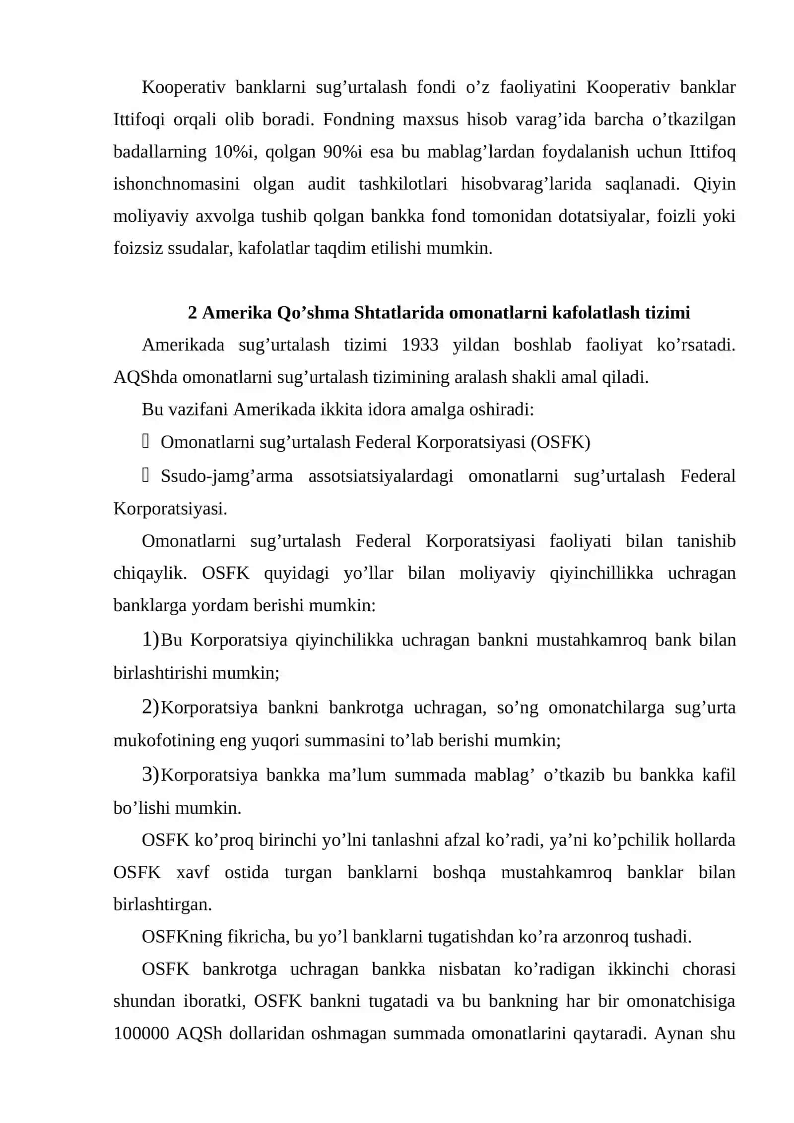 Omonatlarni kafolatlash tizimining xalqaro amaliyoti 4