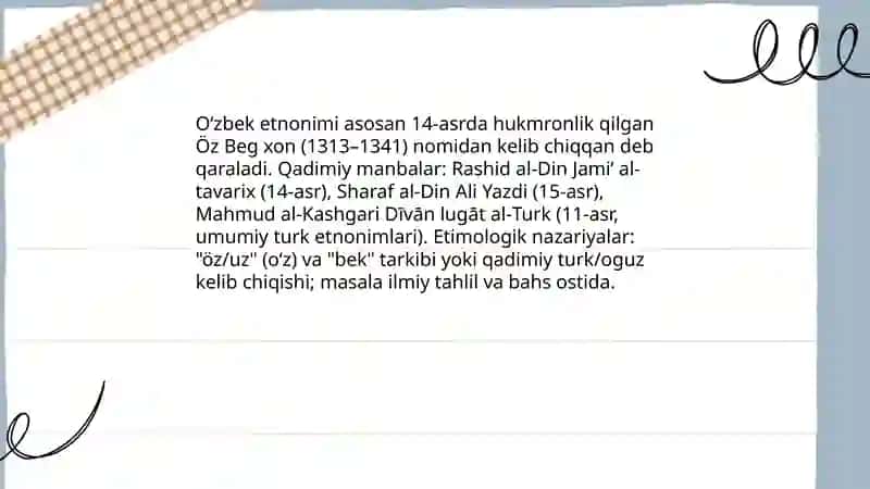 O‘zbek etnonimiyasi va uning asosiy muammolari 4