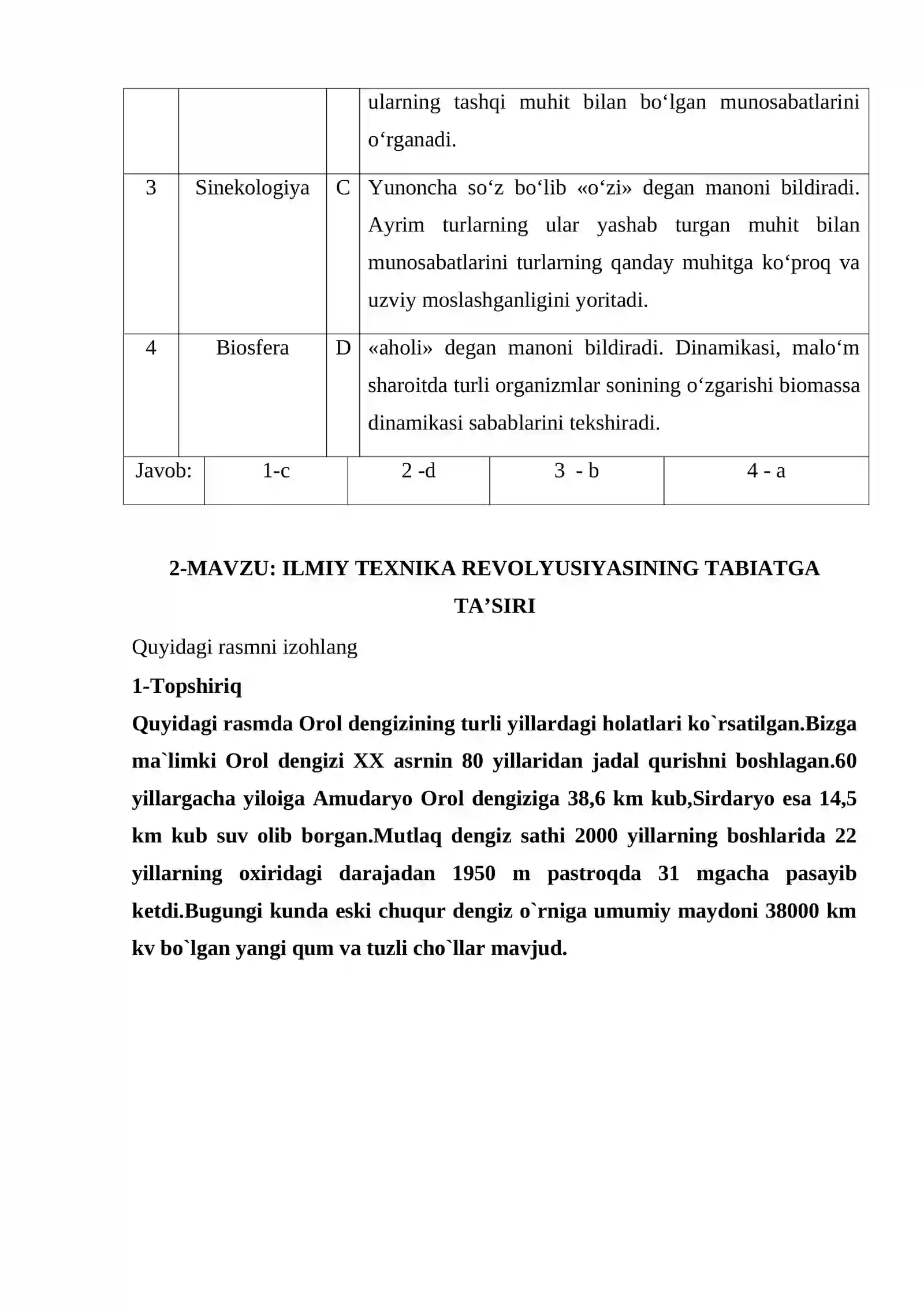 EKOLOGIK MADANIYAT VA BARQAROR TARAQQIYOT ASOSLARI FANIDAN MUSTAQIL TA’LIM ishi 4