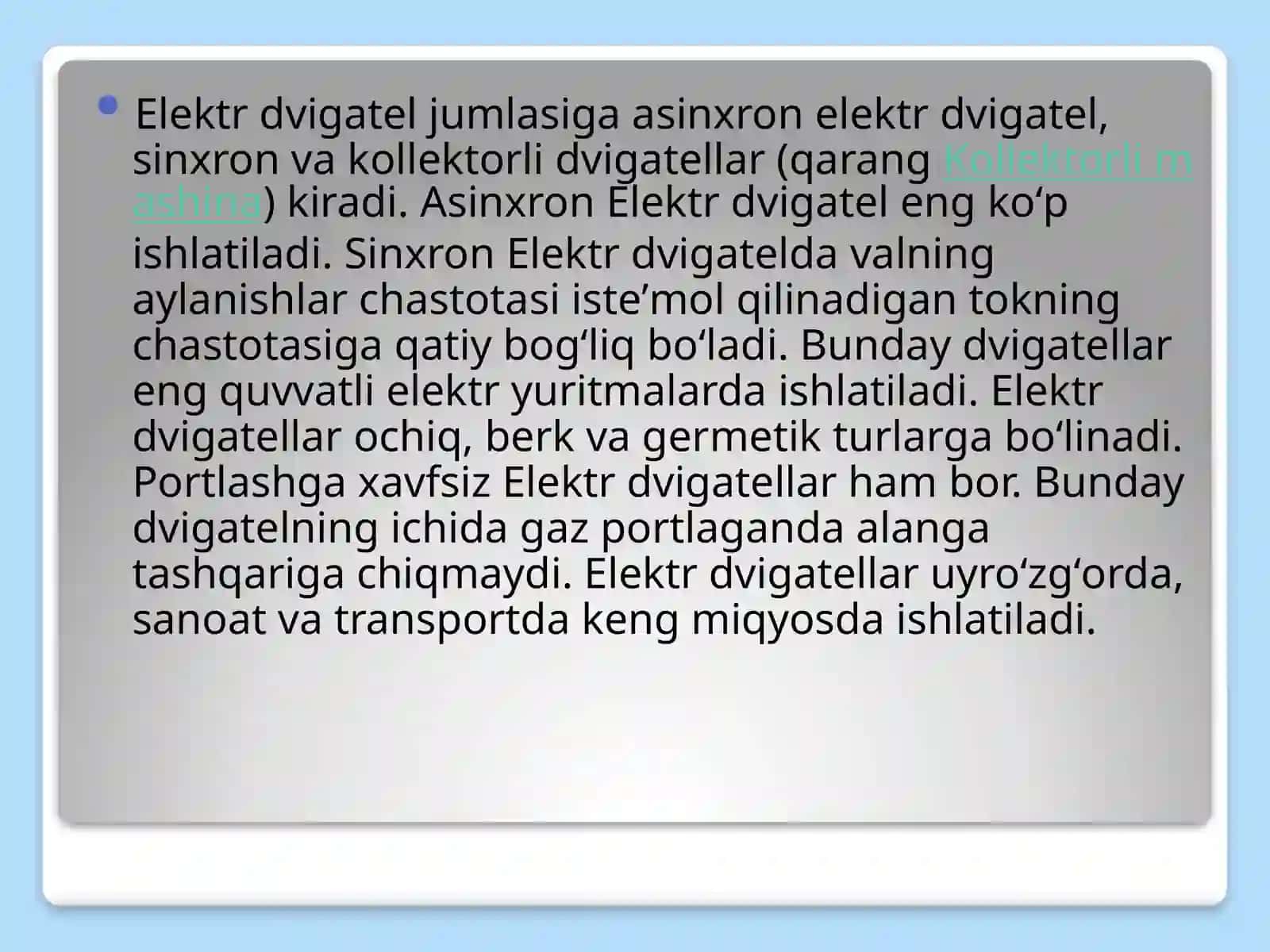 O’zgarmastok Mashinalarining umumiy tuzilishi, o’zgarmastok mashinasi ni generator rejimida ishlashi 4