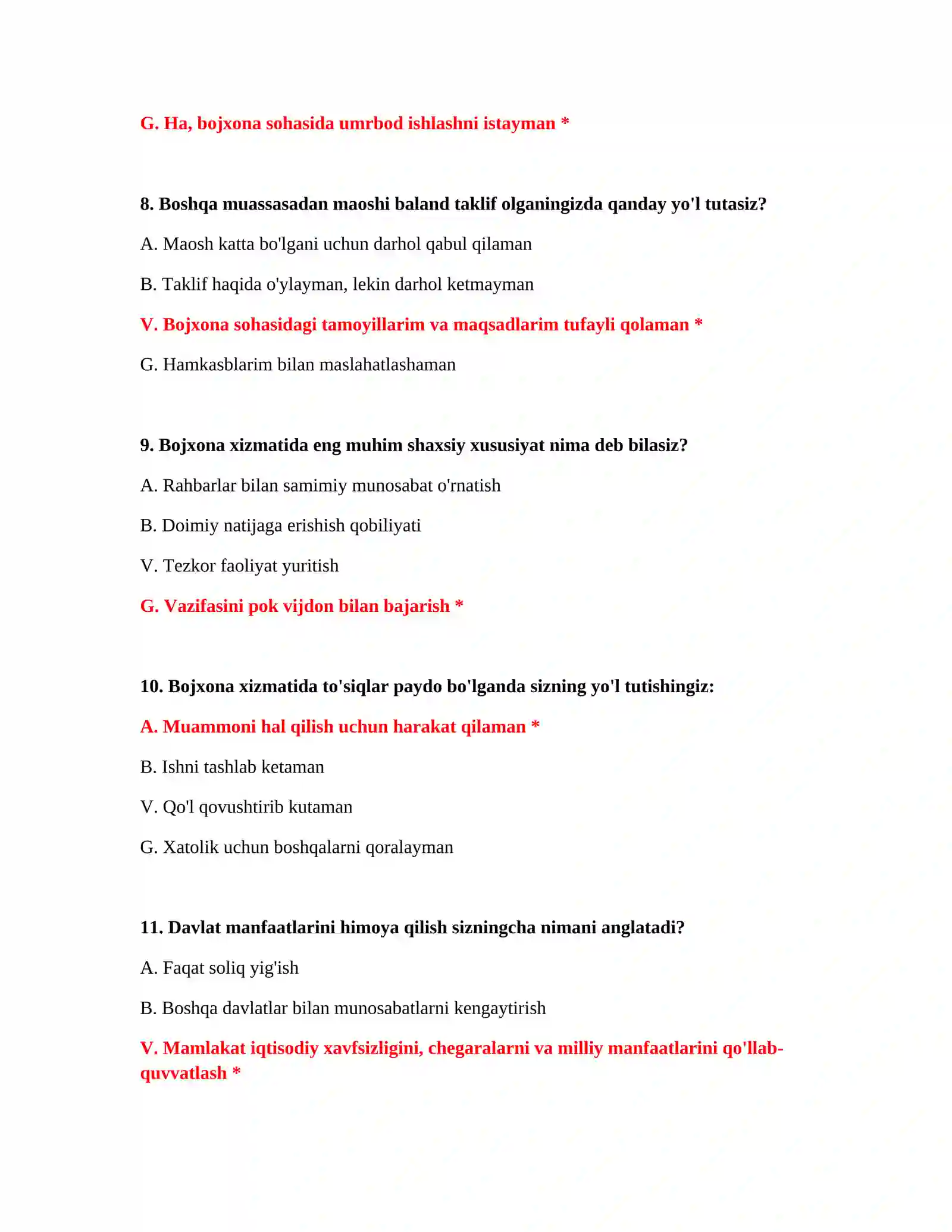 Psixotest Savollari 4