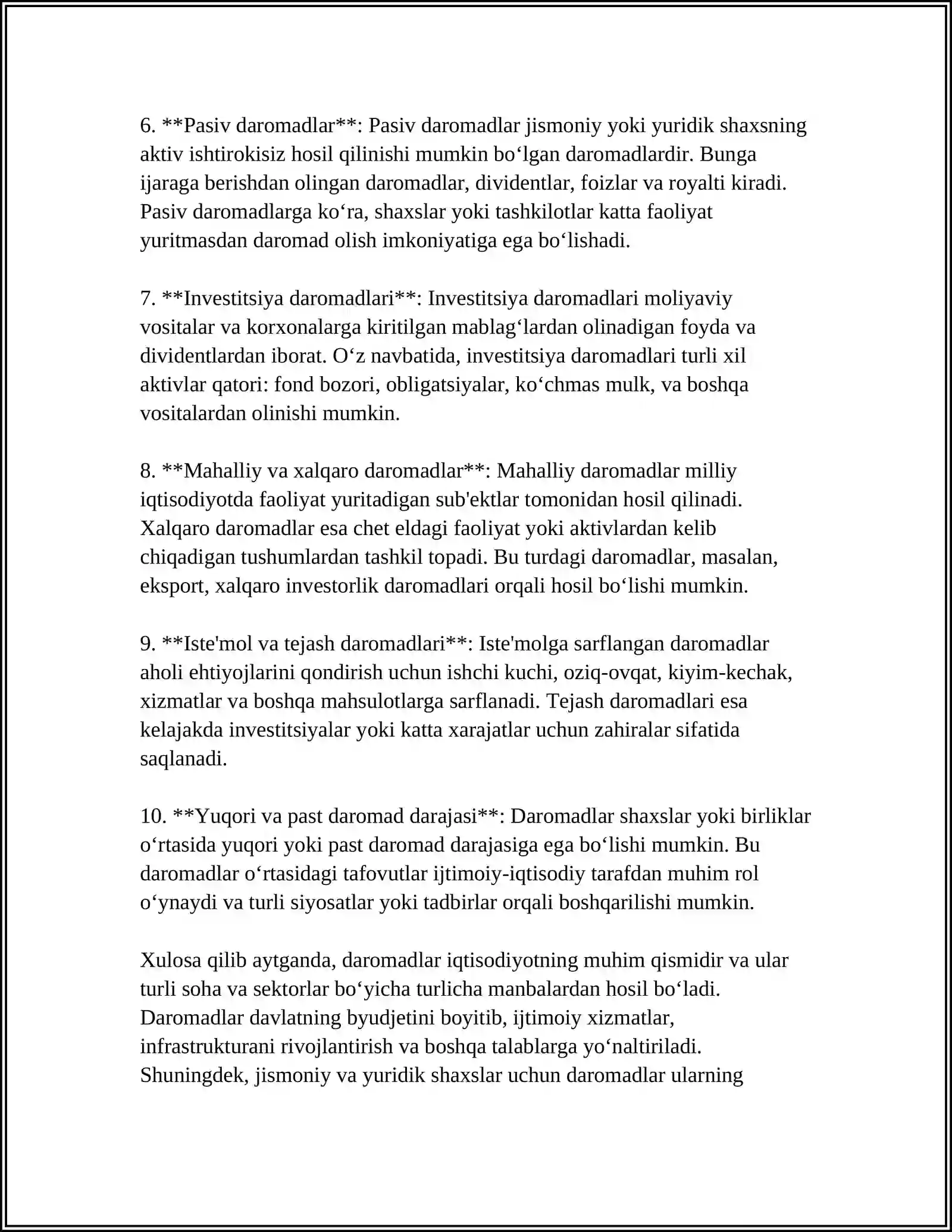 SAVDO KORXONALARIDA DAROMADLAR, HARAJATLAR VA YAKUNIY MOLIYAVIY NATIJALAR HISOBI 4