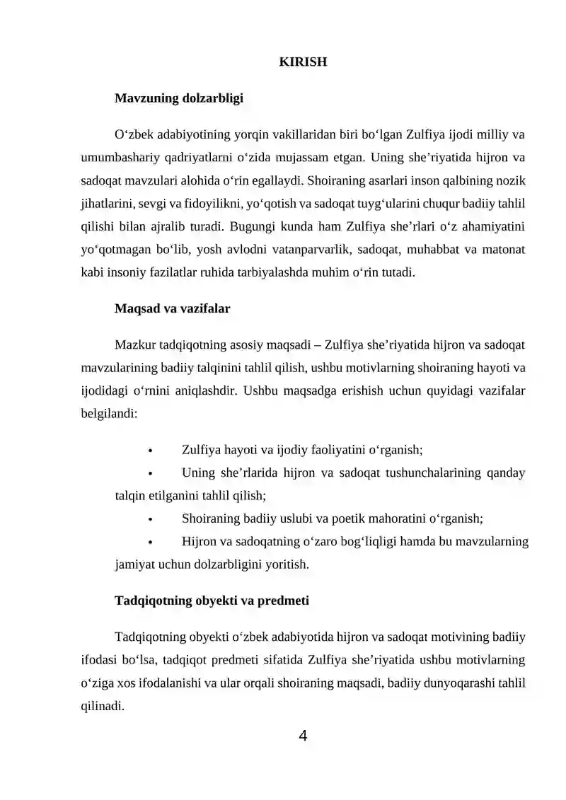 Zulfiya sheʼriyatida hijron sadoqati talqini 4