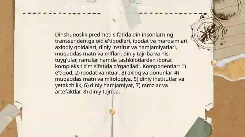 Dinshunoslikning fan sifatida shakllanishi, predmeti, funksiyalari, kategoriyalari 4