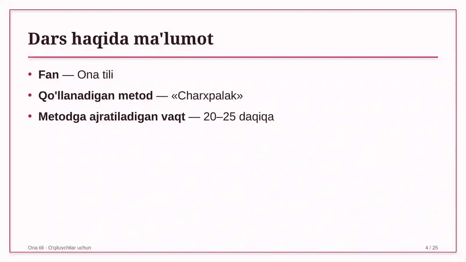 ona tili darslarida charxpalak metodidan foydalanish 8176 4