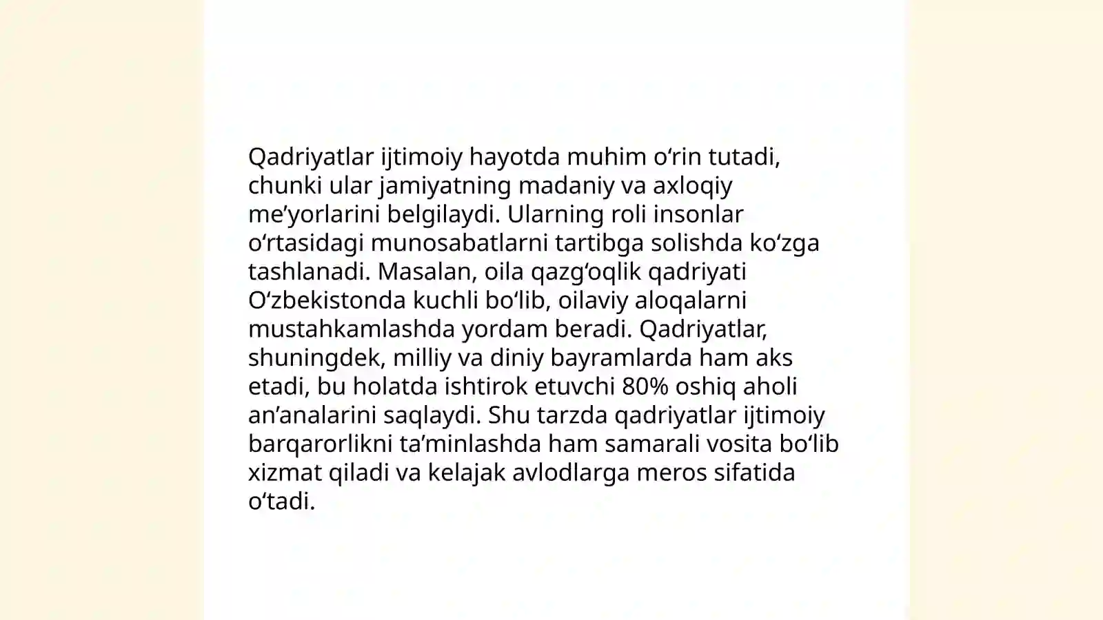 Bebaho qadriyatlar 4