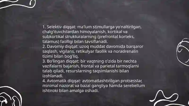 Diqqat haqida tushuncha va uning nerv-fiziologik asoslari 4