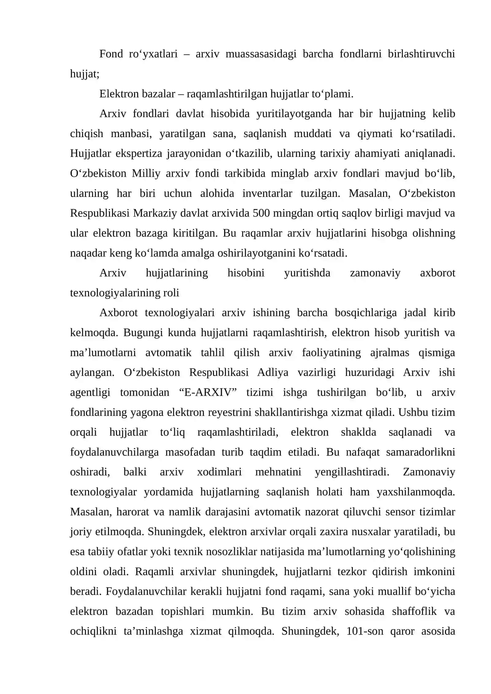 Arxivda arxiv hujjatlarining hisobini tashkil etish 4