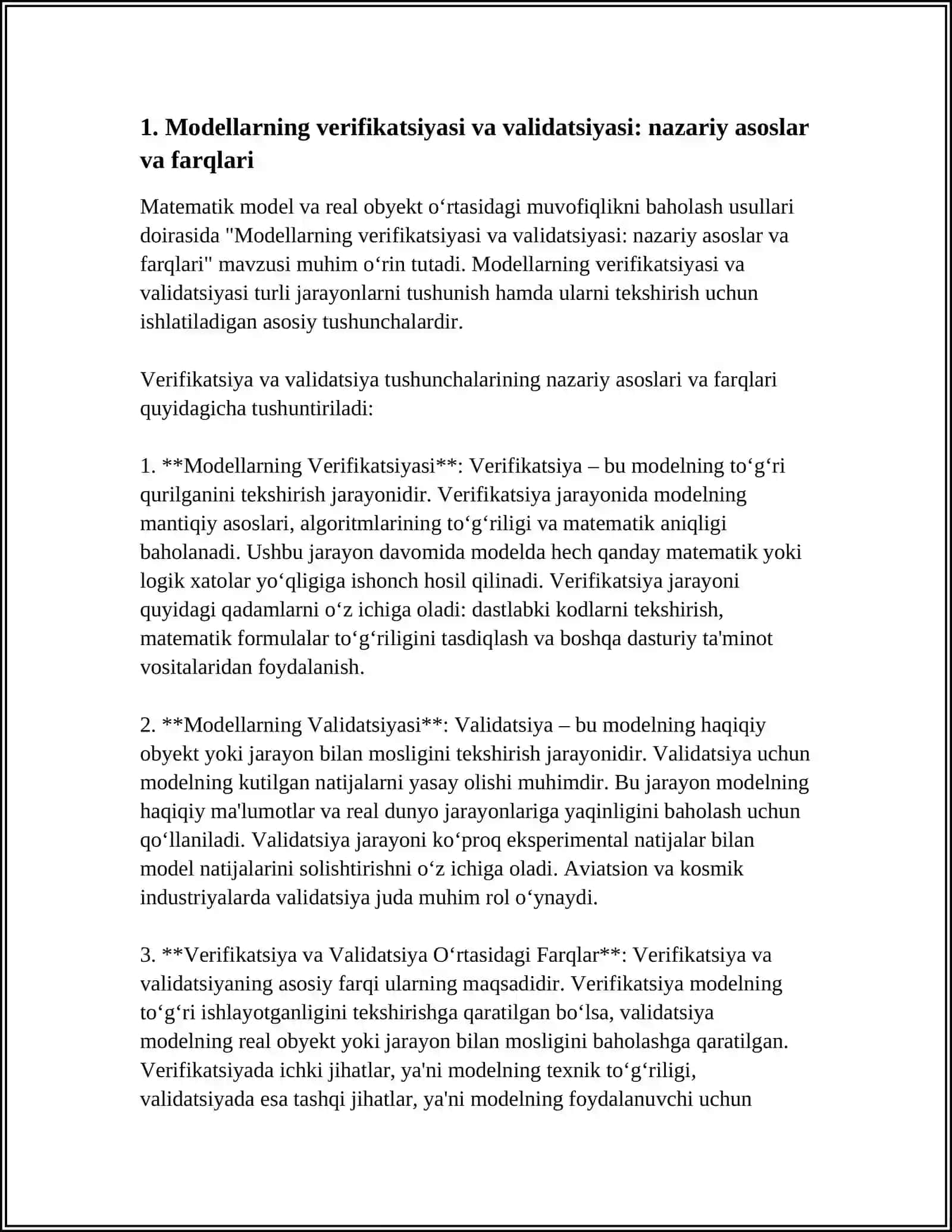 MATEMATIK MODEL VA REAL OBYEKT ÒRTASIDAGI MUVOFIQLIKNI BAHOLASH USULLARI 4