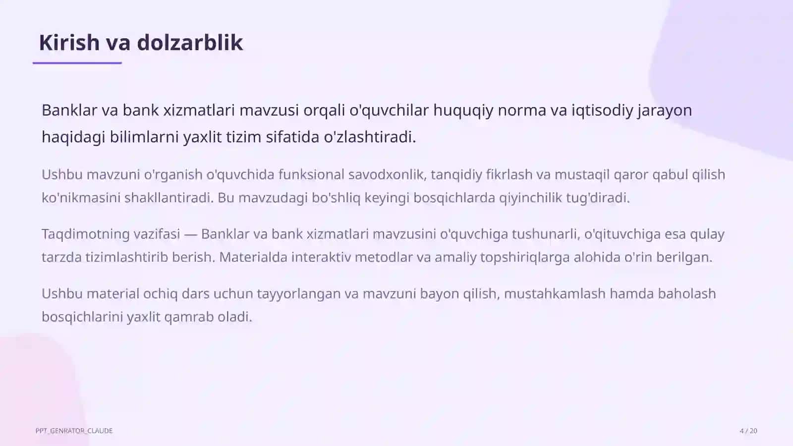 Banklar va bank xizmatlari (10-sinf) 4