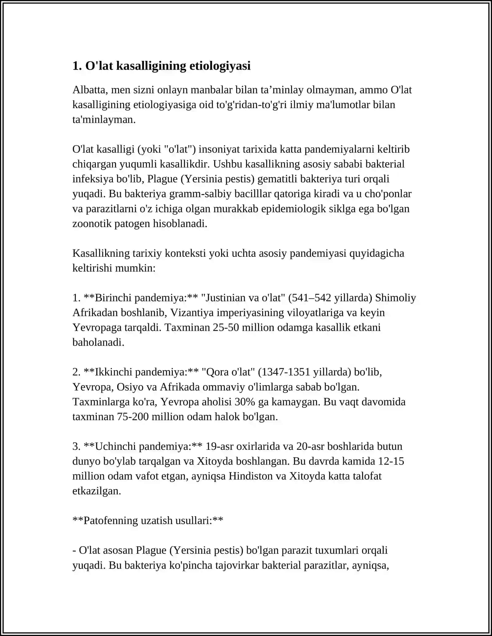 O'lat kasalligining etiologiyasi 4