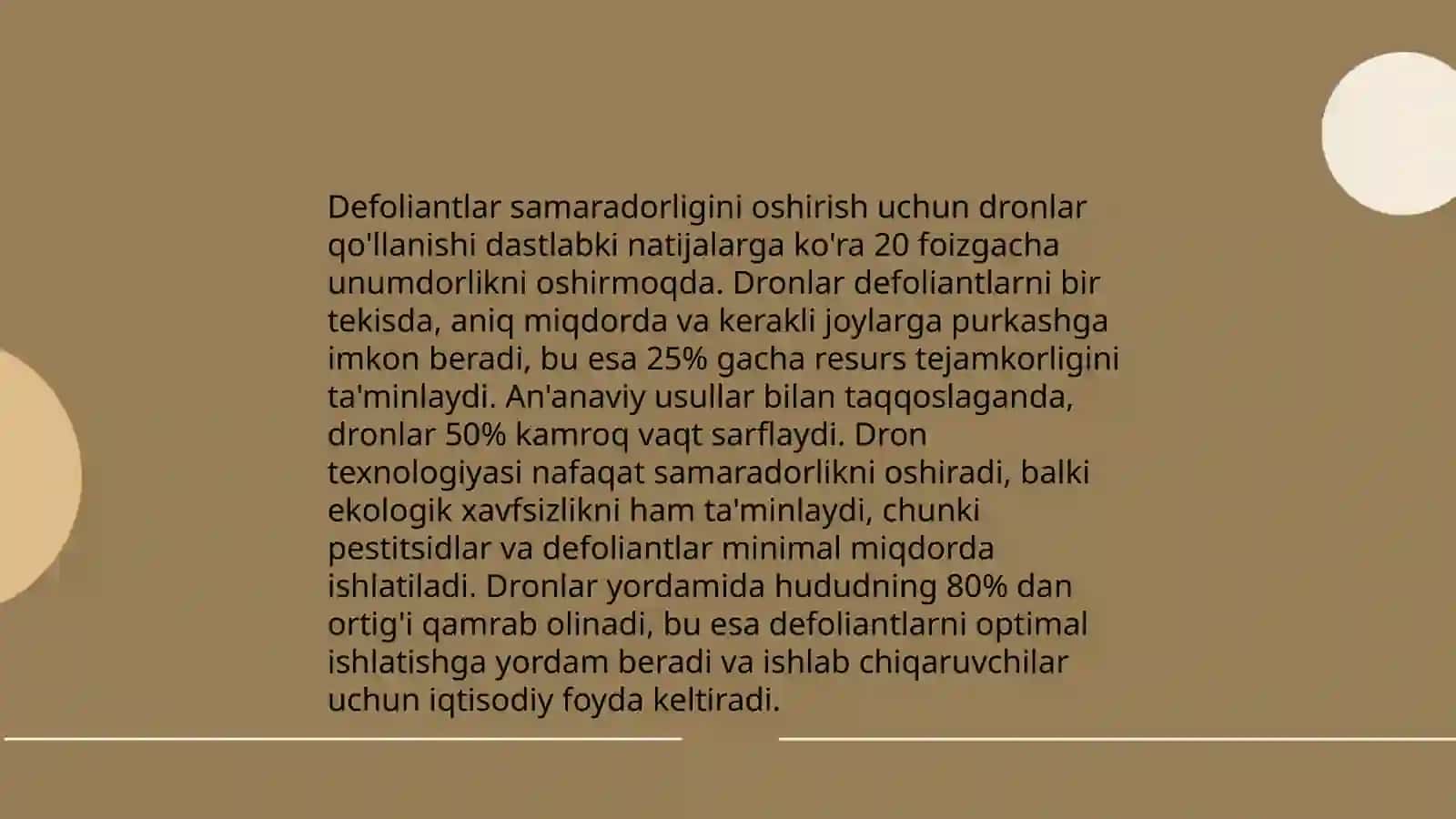 Defoliantlar bilan ishlashda qo'llaniladigan innovatsion texnologiyalar va ularning samaradorligini tadqiqqilish 4